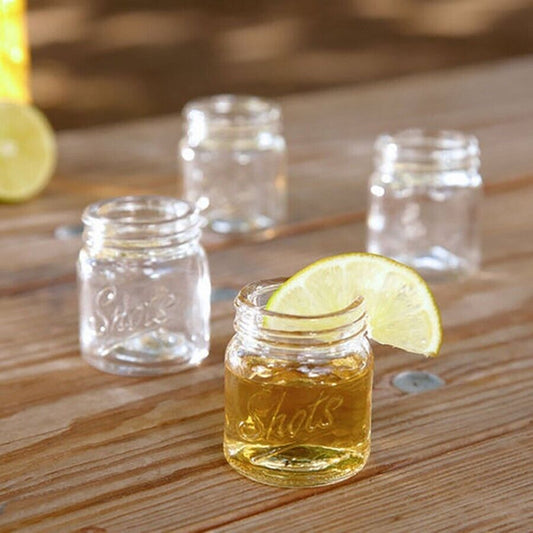 Set of 4 Mini Mason Jar Shot Glasses - 3 oz - Perfect for Whiskey & Tequila