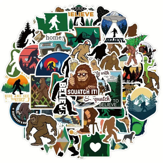 Assorted Bigfoot Sasquatch Sticker Pack - 20 Pcs - Decals for Laptops Phones