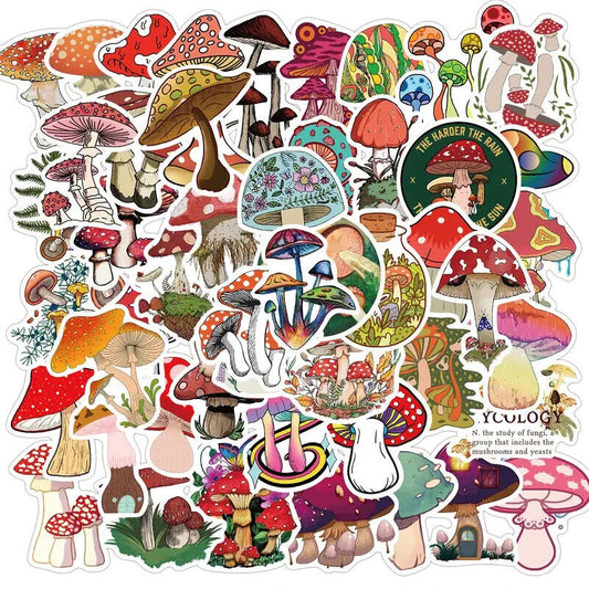 Assorted Mushroom Fungi Sticker Pack - 20 Pcs - Decals for Laptops Phones